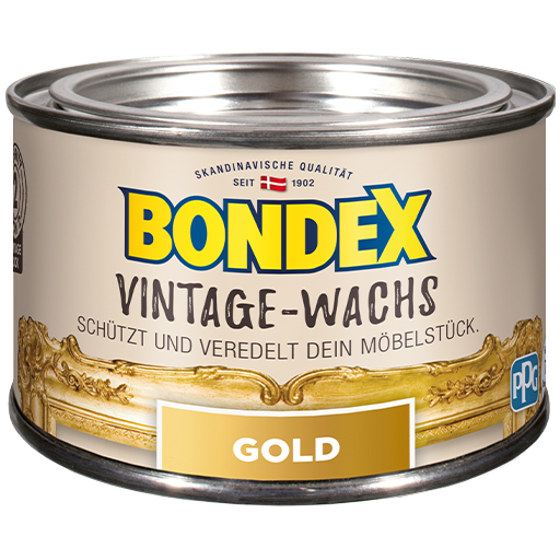 Bondex Vintage Wachs pflegt und schützt unbehandelte sowie beschichtete Möbelstücke und Holzvertäfelungen im Innenbereich. Zur individuellen Gestaltung von Vintage-Effekten auf Basis hochwertiger Bienenwachse.