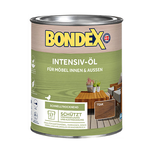 BONDEX Intensiv-Öl auf Basis natürlicher Rohstoffe schützt vor Austrocknung, Rissbildung und Vergrauung.
<table cellpadding="2">
	<tbody>
		<tr>
			<td><img alt="DIN71-3.png" src="/kentico/getattachment/produkte/aussen/isolier-und-allgrund/Sicherheit-fur-Kinderspielzeug-nach-DIN-EN-71-3.jpg?lang=de-DE&amp;width=50&amp;height=50" style="width: 50px; height: 50px;" title="DIN71-3.png" /></td>
			<td>Sicherheit für Kinderspielzeug nach DIN EN 71-3</td>
		</tr>
		<tr>
			<td><img alt="Aus-Basis-naturlicher-Rohstoffe.jpg" src="/kentico/getattachment/produkte/aussen/intensiv-ol/Aus-Basis-naturlicher-Rohstoffe.jpg?width=50&amp;height=50" style="width: 50px; height: 50px;" title="Aus-Basis-naturlicher-Rohstoffe.jpg" /></td>
			<td>Auf Basis natürlicher Rohstoffe</td>
		</tr>
	</tbody>
</table>
