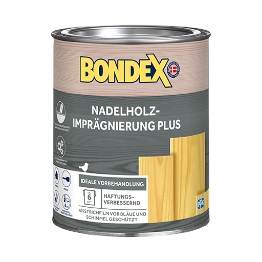 BONDEX Nadelholz-Imprägnierung Plus ist systemabgestimmt mit allen BONDEX Endbeschichtungen im Außenbereich.
<table cellpadding="2">
	<tbody>
		<tr>
			<td><img alt="Haftverbesserung" src="/kentico/getattachment/produkte/aussen/nadelholz-impragnierung-plus/Haftungsverbesserung-fur-nachfolgende-Anstriche.jpg?lang=de-DE&amp;width=50&amp;height=50" style="width: 50px; height: 50px;" title="Holzstruktur.png" /></td>
			<td>Haftverbesserung für nachfolgende Anstriche</td>
		</tr>
		<tr>
			<td><img alt="Systemabgestimmit-mit-Bondex-Produkten.jpg" src="/kentico/getattachment/produkte/aussen/nadelholz-impragnierung-plus/Systemabgestimmit-mit-Bondex-Produkten.jpg?width=50&amp;height=50" style="width: 50px; height: 50px;" title="Systemabgestimmit-mit-Bondex-Produkten.jpg" /></td>
			<td>Systemabgestimmt mit allen Bondex Produkten</td>
		</tr>
	</tbody>
</table>
