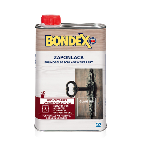 BONDEX Zaponlack für alle Metallflächen im Wohnbereich.