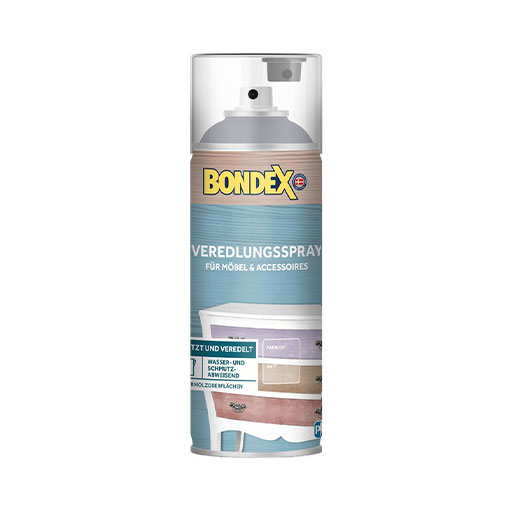 BONDEX Veredelungs-Spray schützt und pflegt Möbelstücke und Accessoires im Innenbereich.<br />
&nbsp;