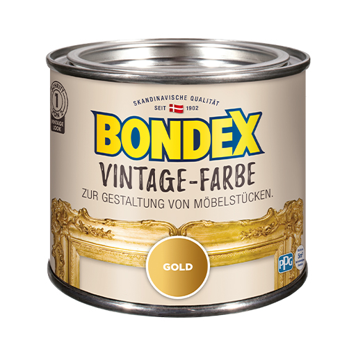 Bondex Vintage Farbe dient als Grundierung zur Weiterbehandlung mit Bondex Vintage Wachs oder auch als Endbeschichtung für Vintage-Effekte auf Möbeln im Innenbereich.&nbsp;
